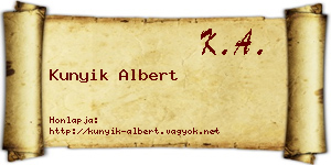 Kunyik Albert névjegykártya